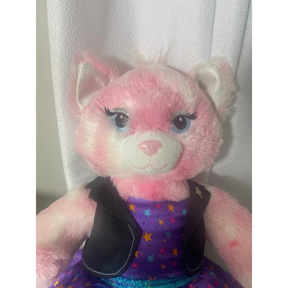 Build a Bear‎ Pink Cat Plush Stuffed Animal Roller Skates Dress Vest Toy 2013